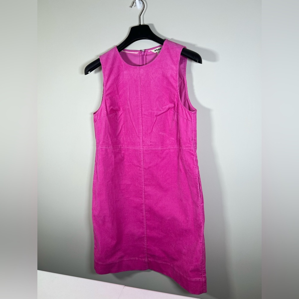Boden Pia Cord Shift Vibrant Pink Dress Sz 8 Barbiecore Mini Sleeveless Textured - Picture 9 of 11
